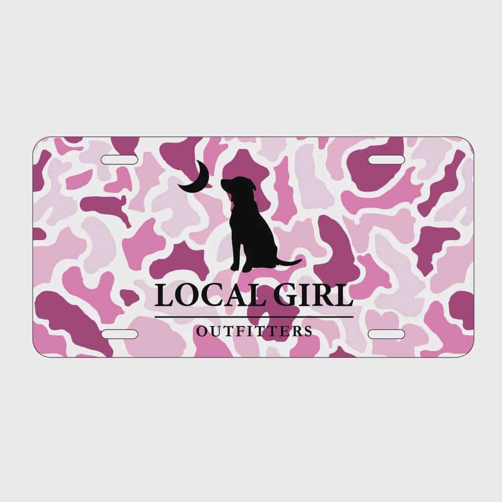 Pink Localflage Dog &amp; Moon License Plate