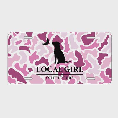 Pink Localflage Dog &amp; Moon License Plate