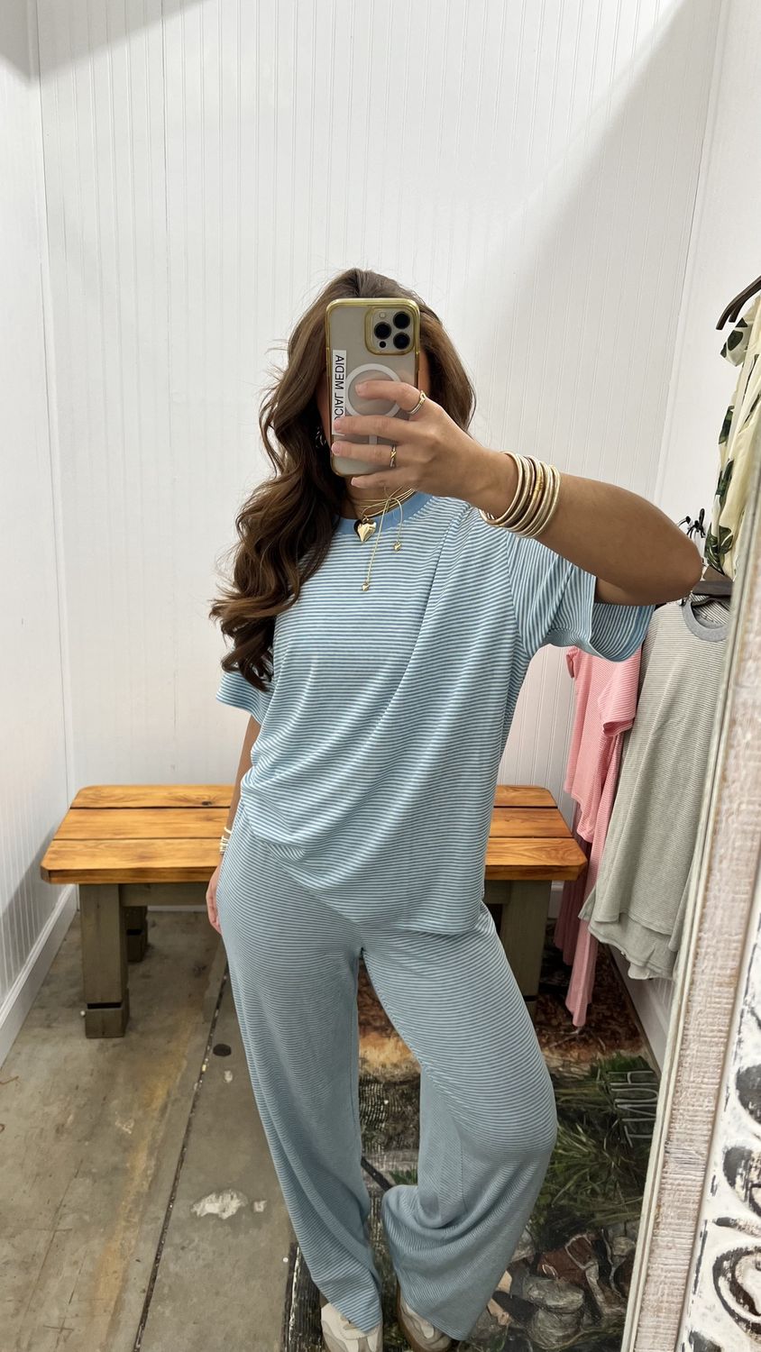 Over It All Striped Pants, Color: Blue, Size: SML