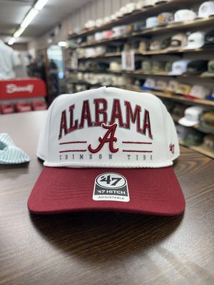ALABAMA CRIMSON TIDE WHITE ROSCOE ROPE TT 47 HITCH HAT