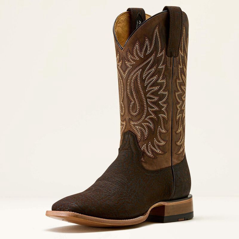 Gold Point Wide Square Toe Cowboy Boot - Chocolate Brown