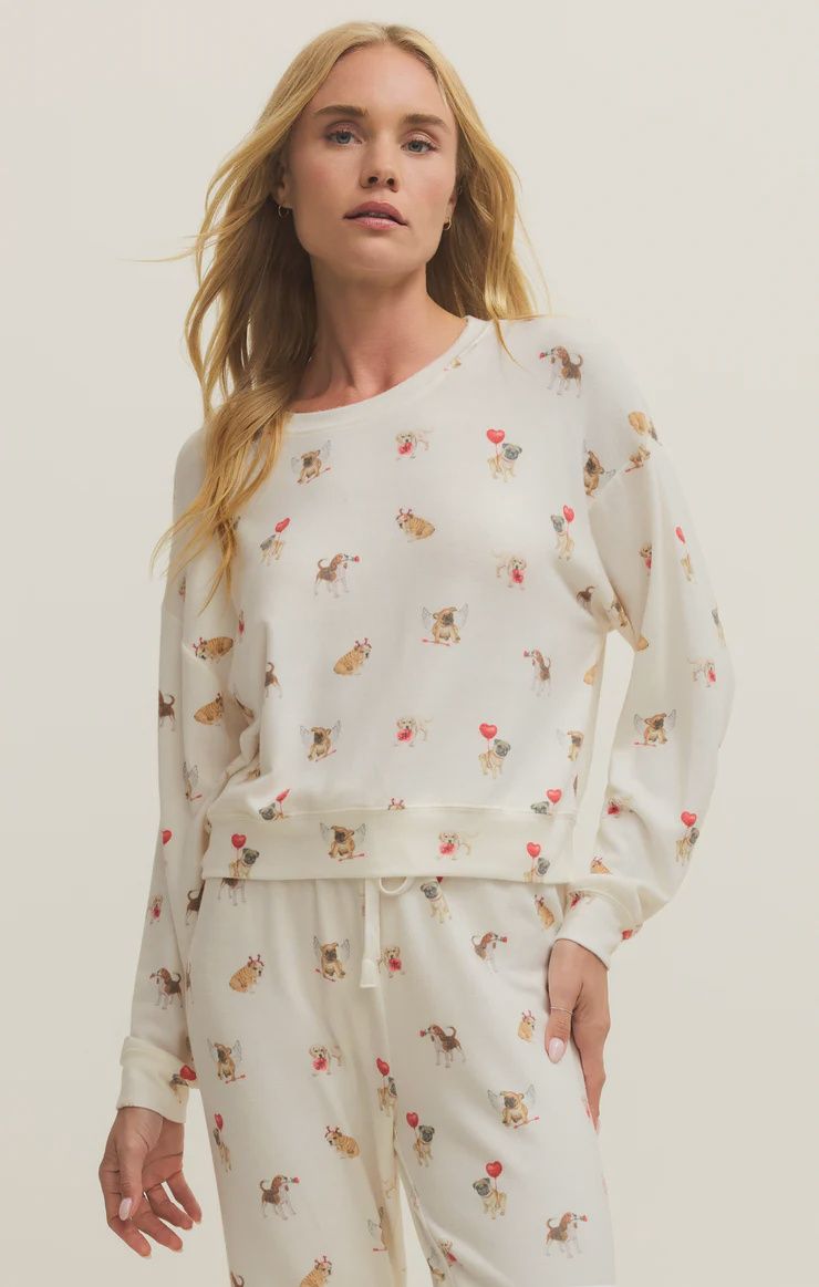 Bisous Love Pup Long Sleeve Top