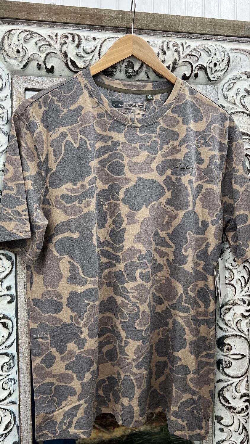 Drake Head Tri Blend Crew SS Shirt - Old School Camo