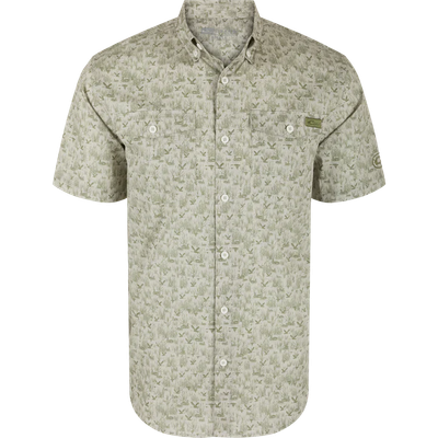 The Cotton SS Shirt - Marsh Print - Timber Wolf-Burnt Olive
