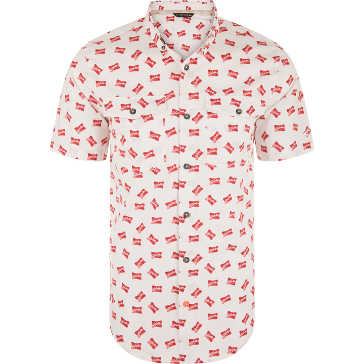 The Cotton Drake Life SS Print Shirt - Bright White