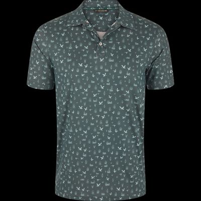 Polo - Marsh Duck Print - Rainforest Green