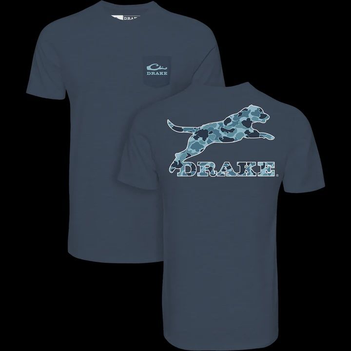 Youth Leaping Lab Old School SS Tee - Night Sky-Navy Heather