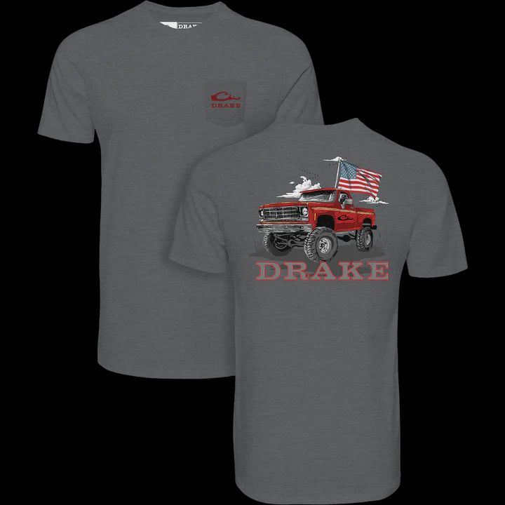 Youth Americana Flag Truck SS Tee - Graphite Heather