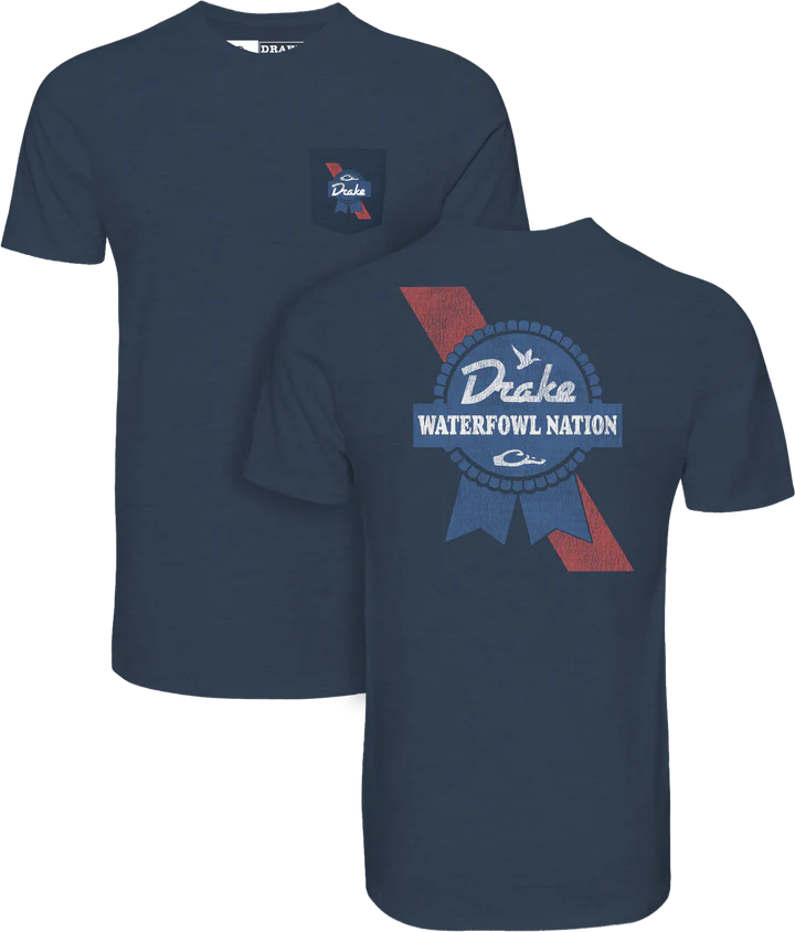 Drake Waterfowl Nation SS Tee - Night Sky-Navy Heather