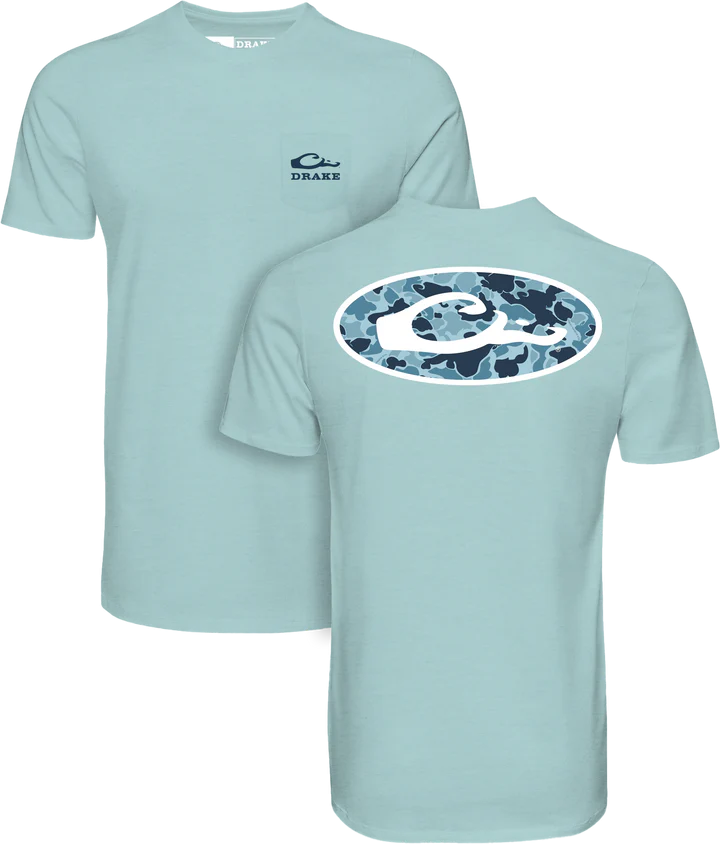 Old School Oval SS Tee - Beach Glass-Light Heather