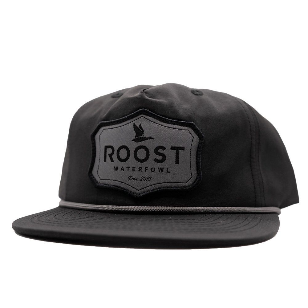Roost Black W/ Grey Patch Rope Hat
