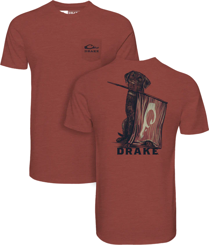 Lab Flag Bearer SS Tee - Barn red-Light Heather