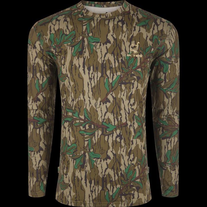 Performance Crew Camo Print Long Sleeve Shirt - Greenleaf