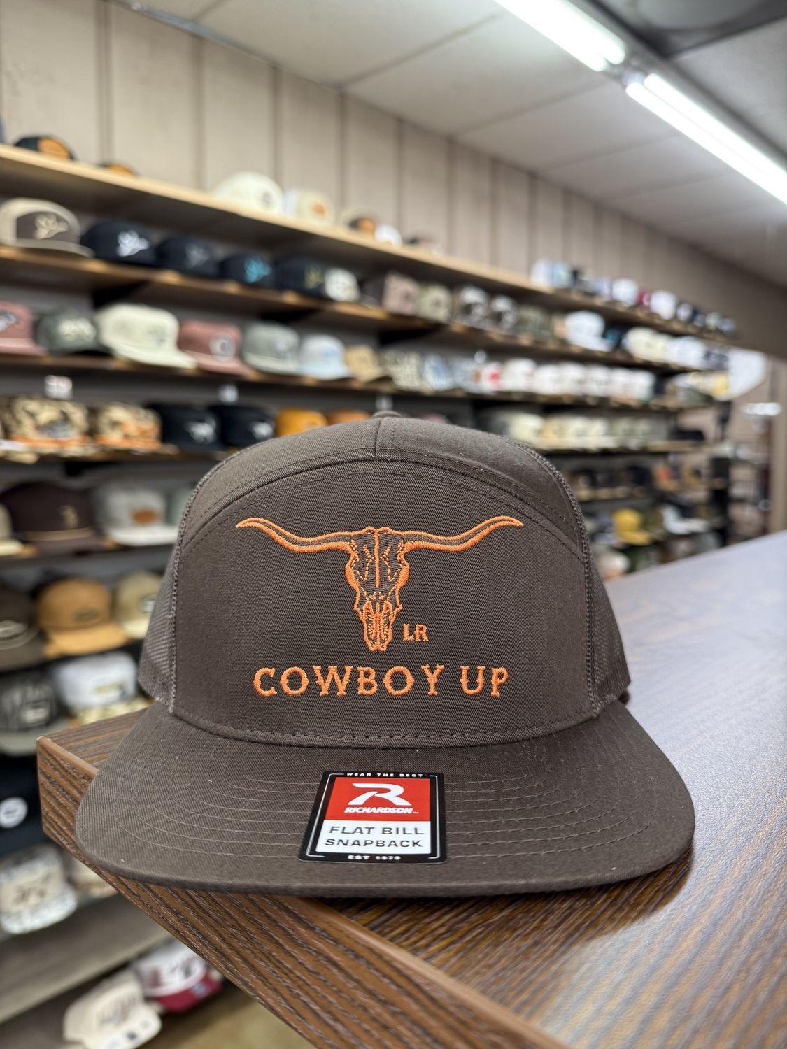 Longhorn Skull 7 Panel Hat - Brown