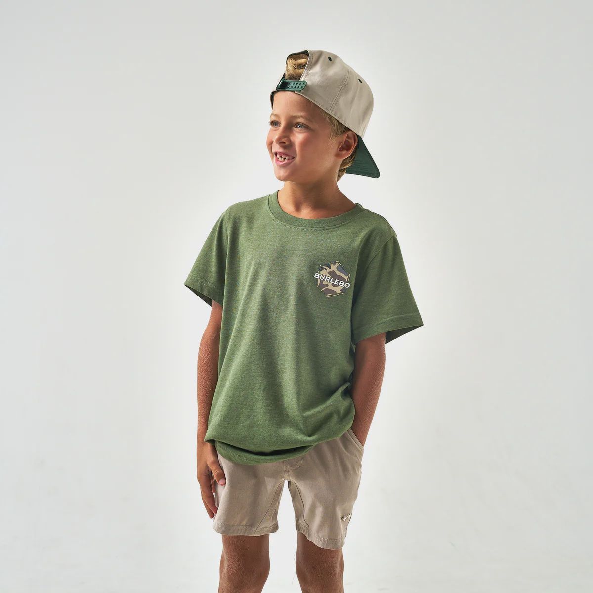 Youth Short Sleeve Tee - Rad Dude Deer Camo - Heather Olive