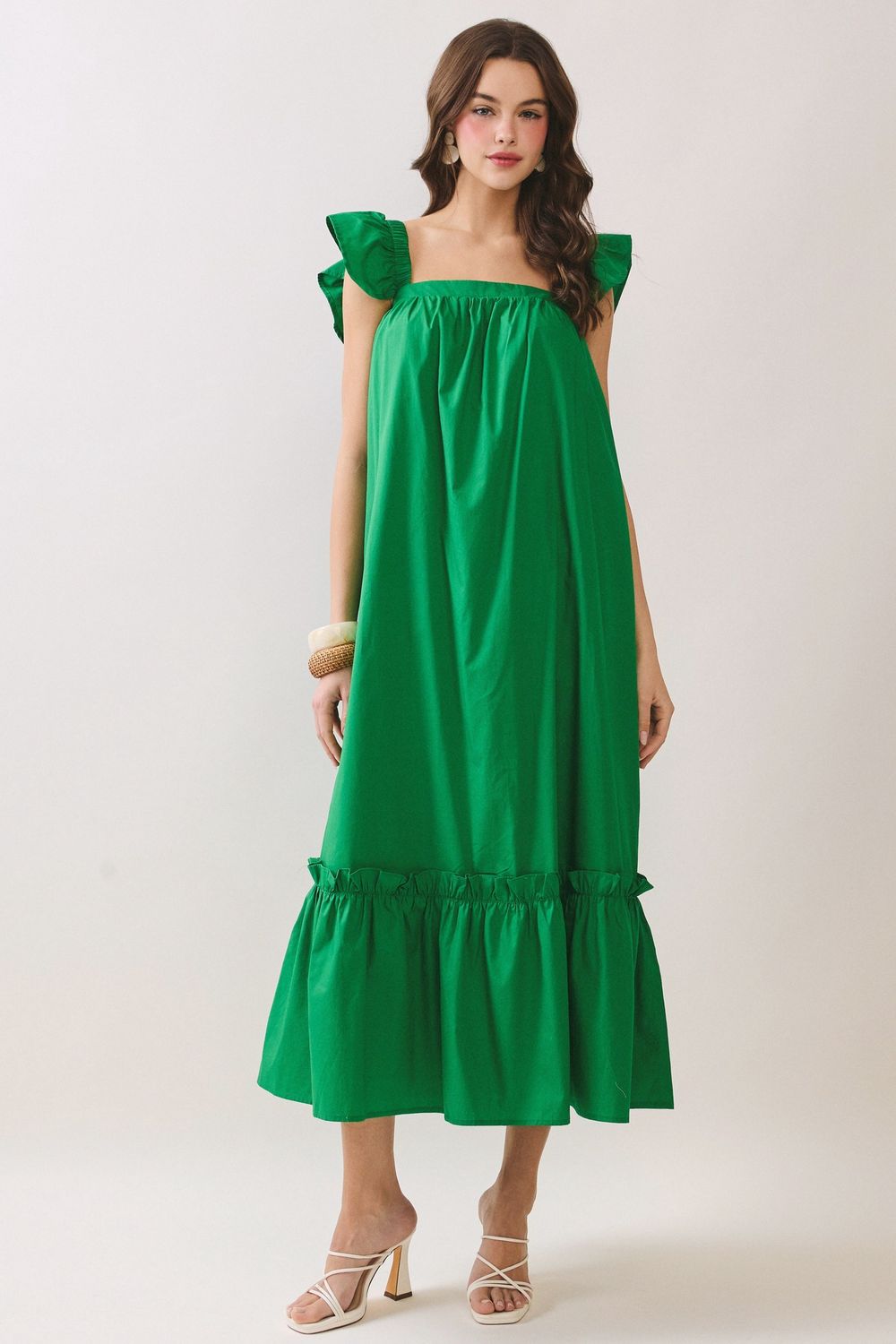 Move Along Ruffle Detail Maxi Dress - Kelly Green