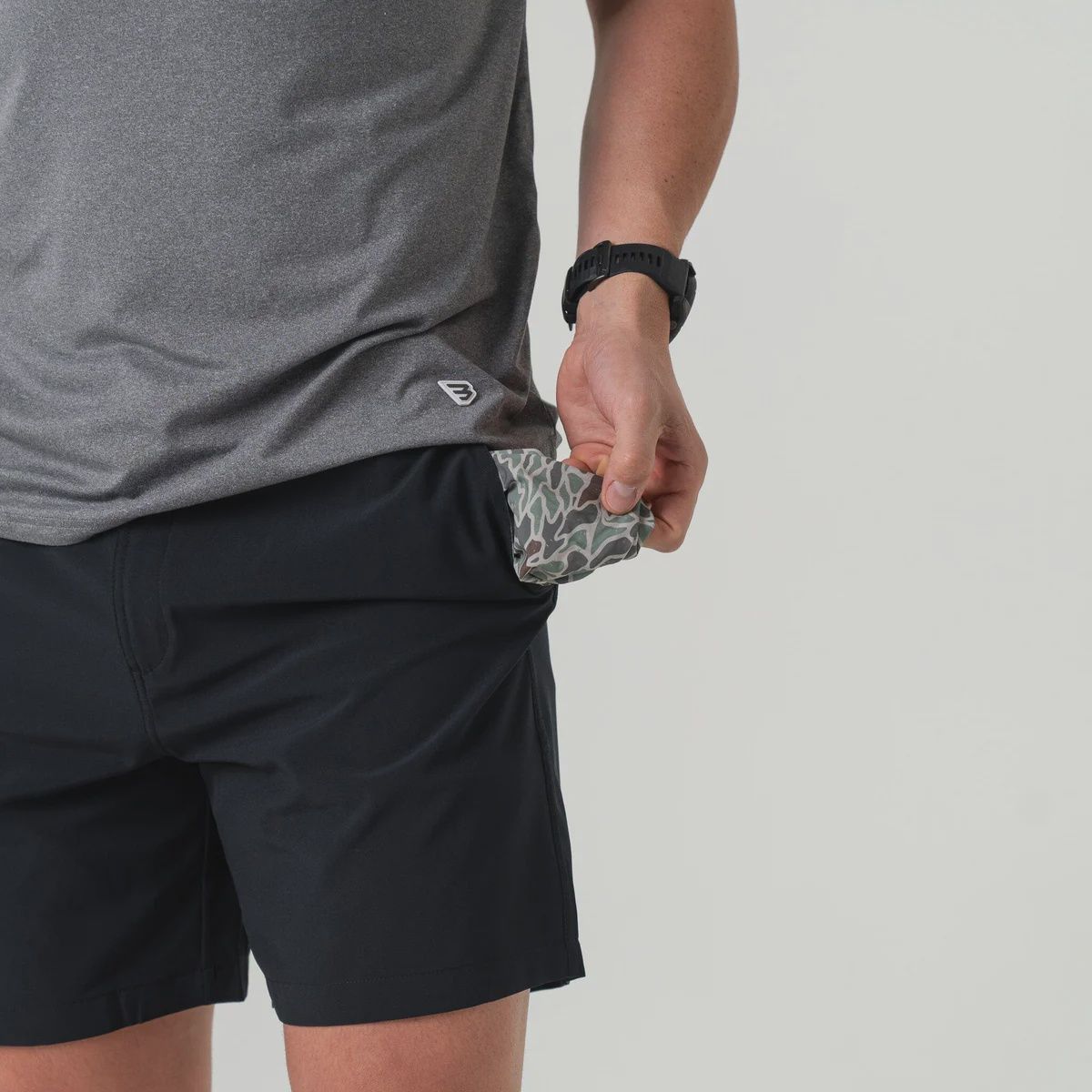 5.5'' Everyday Short Matte Black - Retro Duck Camo Pocket