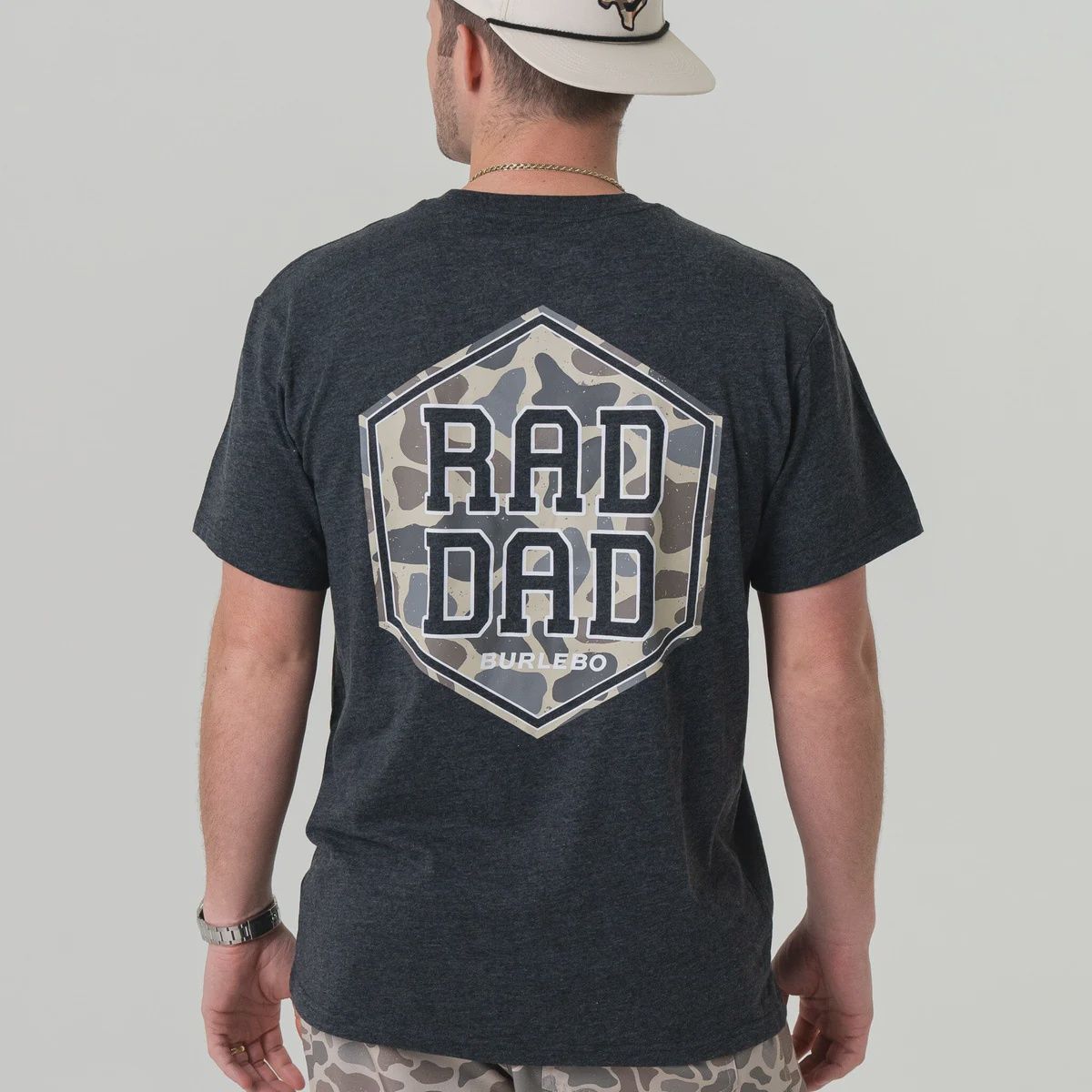 Rad Dad Deer Camo SS Tee - Heather Black