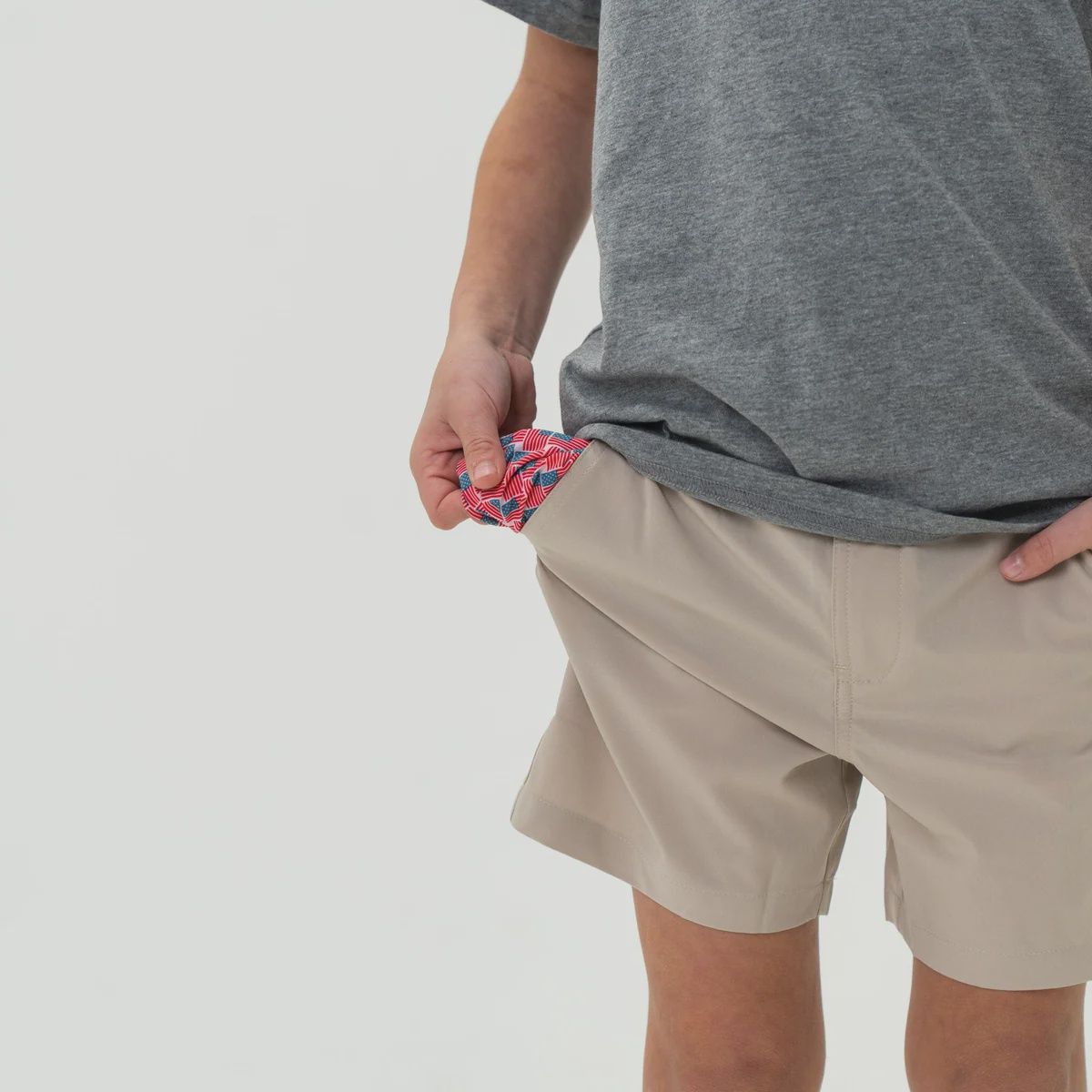 Youth Everyday Short - Light Khaki - American Flag Pocket