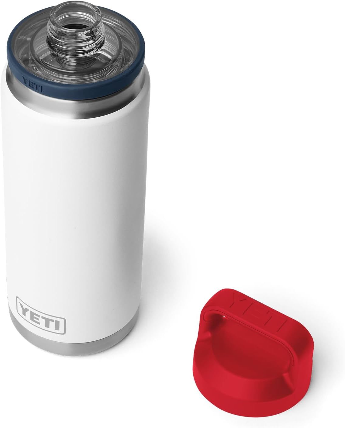 Rambler 26oz Water Bottle W/ Chug Cap- White/ Navy/ Red