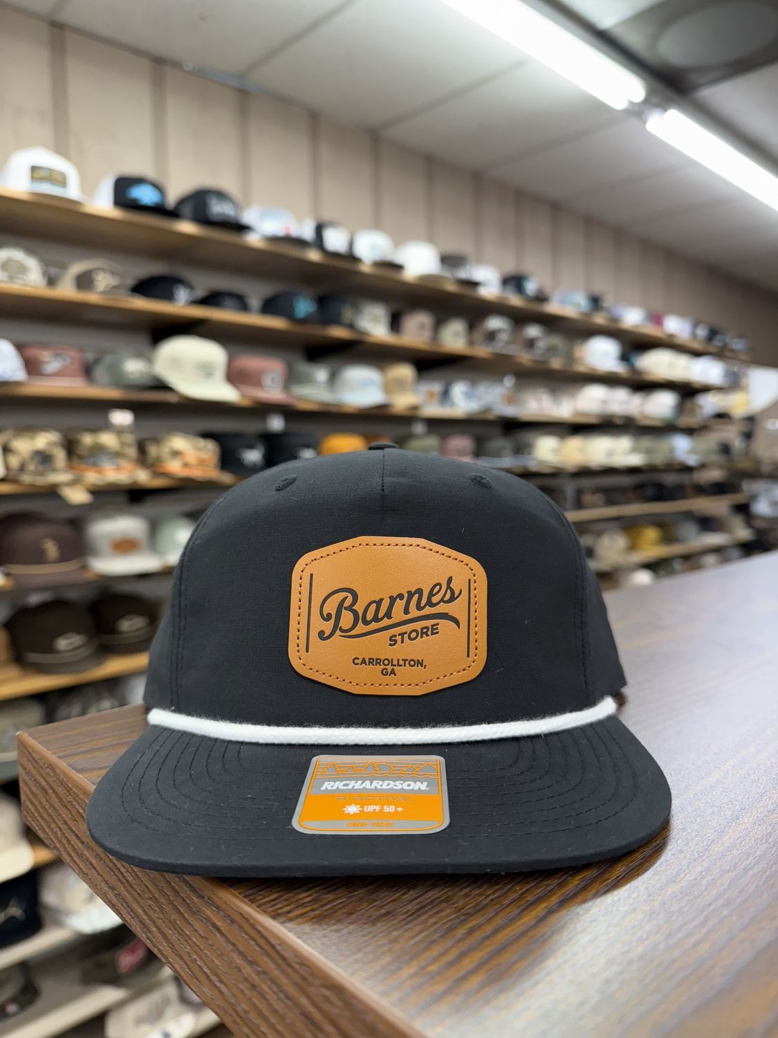 Leather Patch Rope Hat - Black/White