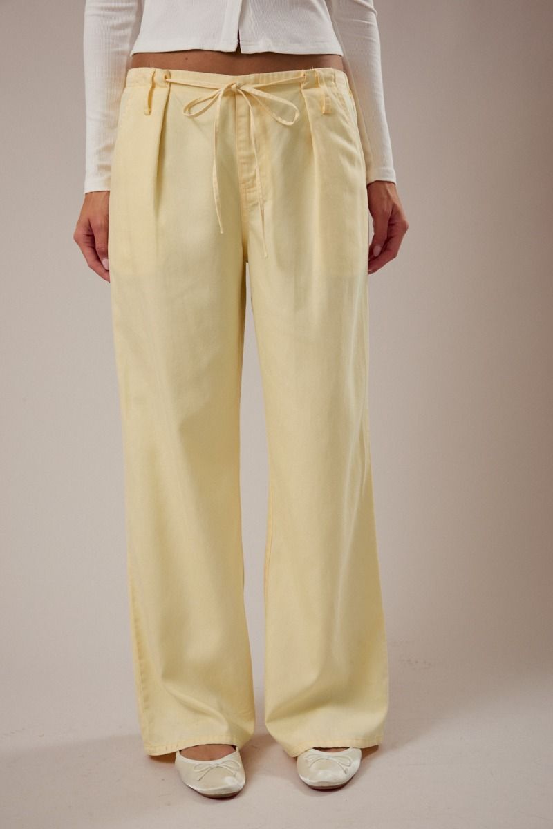 Love It Low Rise Pleated Pants - Light Yellow