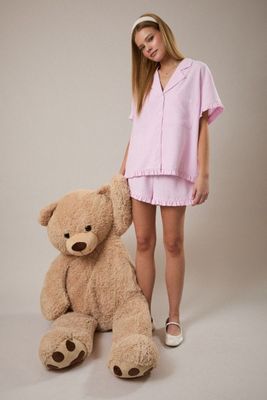 We Can Go Ruffle Detail Short Sleeve Top - Pink/ White Gingham