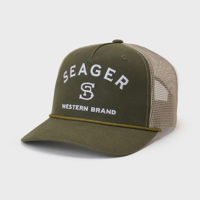 Branded Trucker Snapback Hat - Green Waxed Canvas