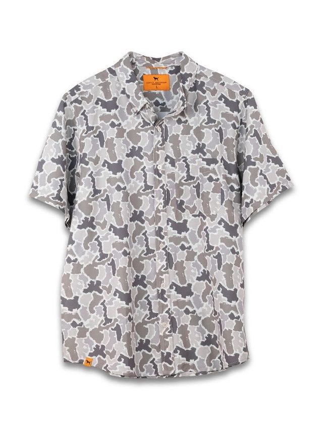 Men's Button Up Shirt - Grey Camo
