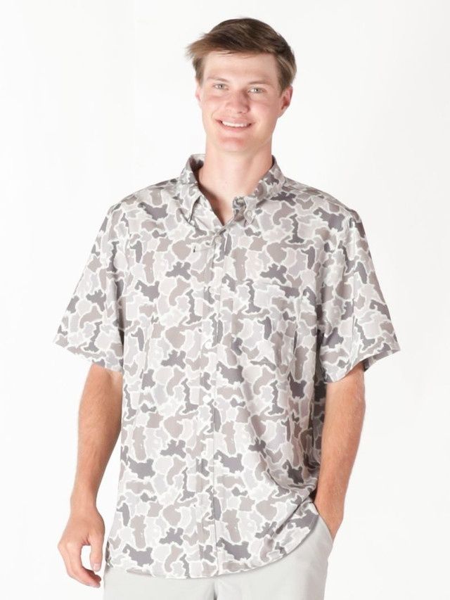 Men's Camo Polo - Grey Camo