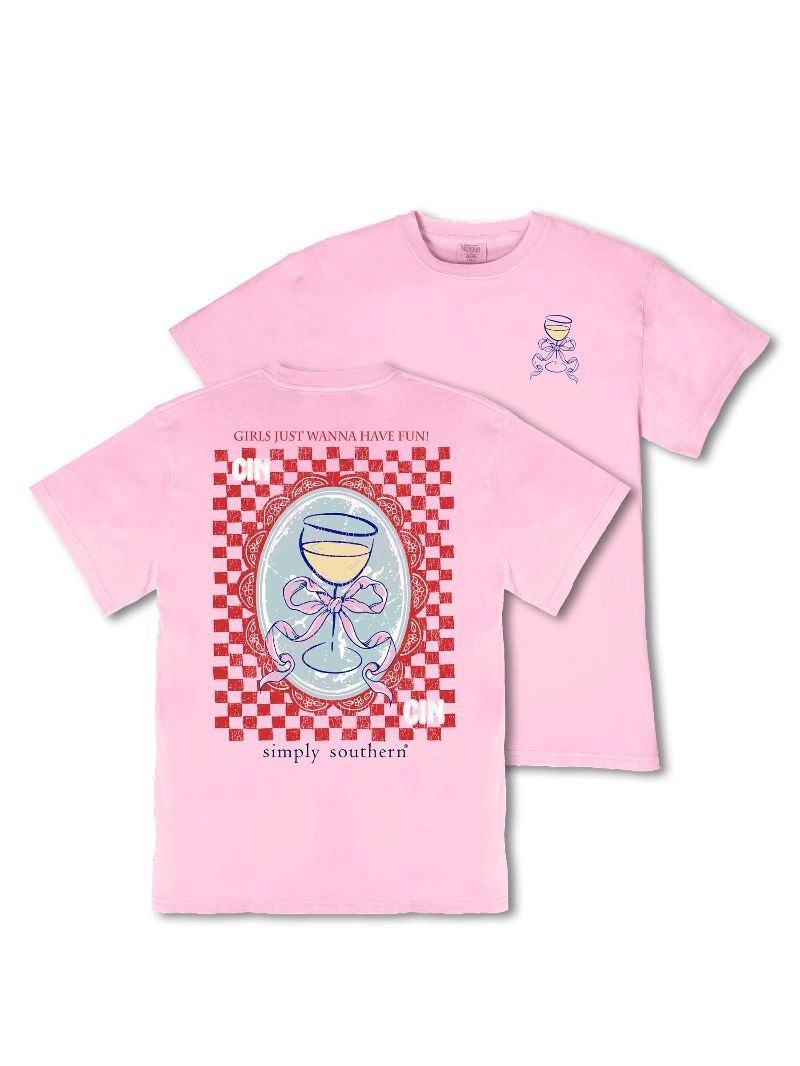 Cin Cin Drink Mineral Washed Short Sleeve T-Shirt - Petal