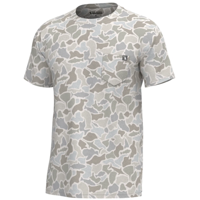 Short Sleeve Heather Blend Crew - Saltwater Camo