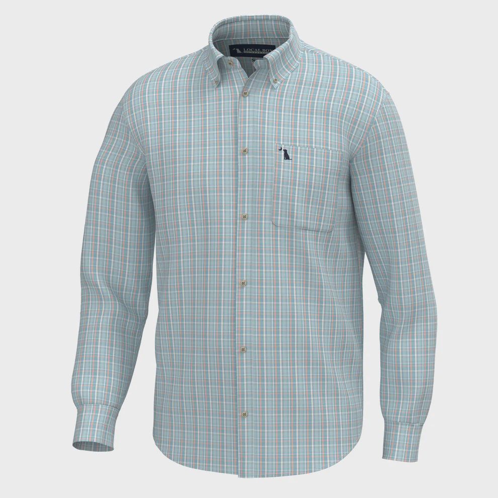 Buffkin Dress Shirt - Teal/Aqua/Salmon