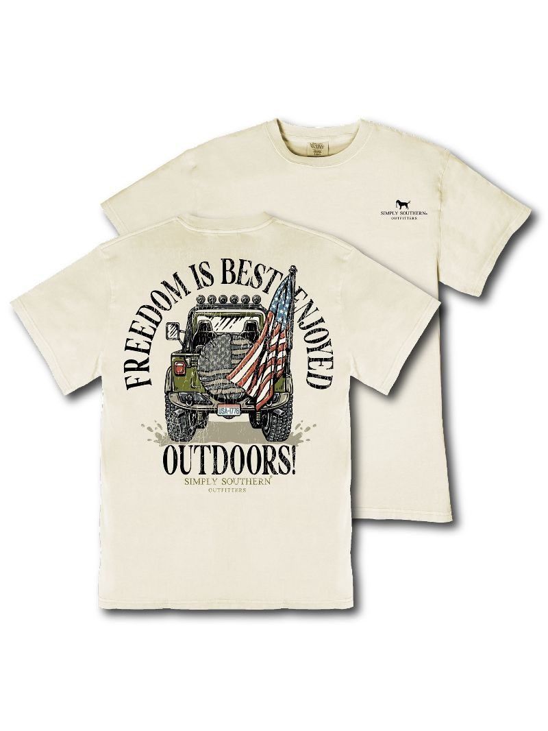 Men's Freedom Short Sleeve Mineral Washed T-Shirt- Bone