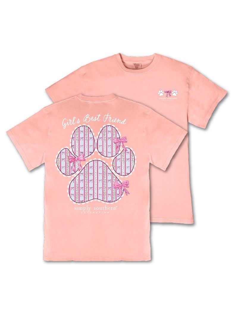 Paw Print Friend Short Sleeve Mineral Washed T-Shirt - Light Peach Paw Print Friend Short Sleeve Mineral Washed T-Shirt - Light Peach