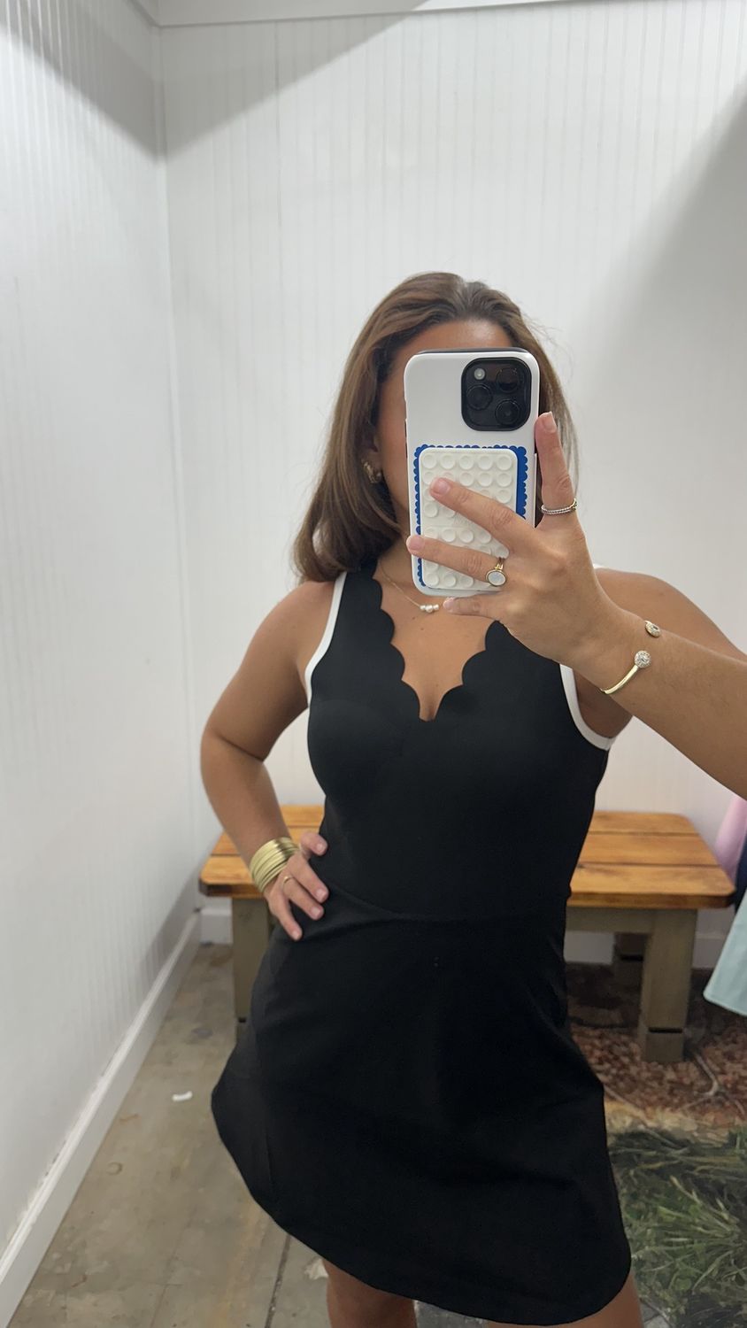 Wrap Scallop Dress - Black