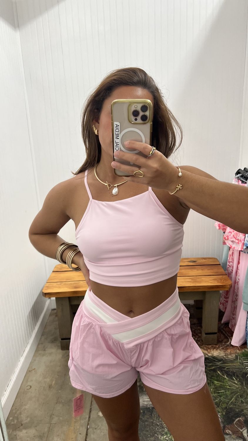 Square Neck Sports Top - Pink
