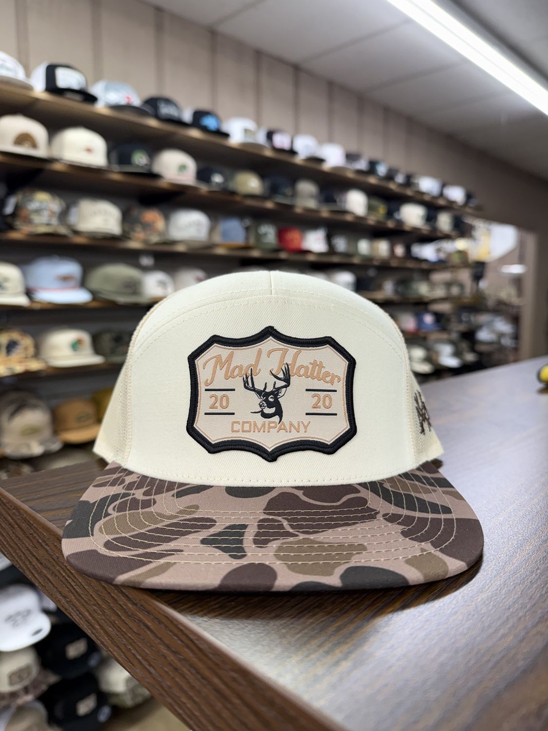 Lone Buck 7 Panel Hat - Natural/Duck Camo