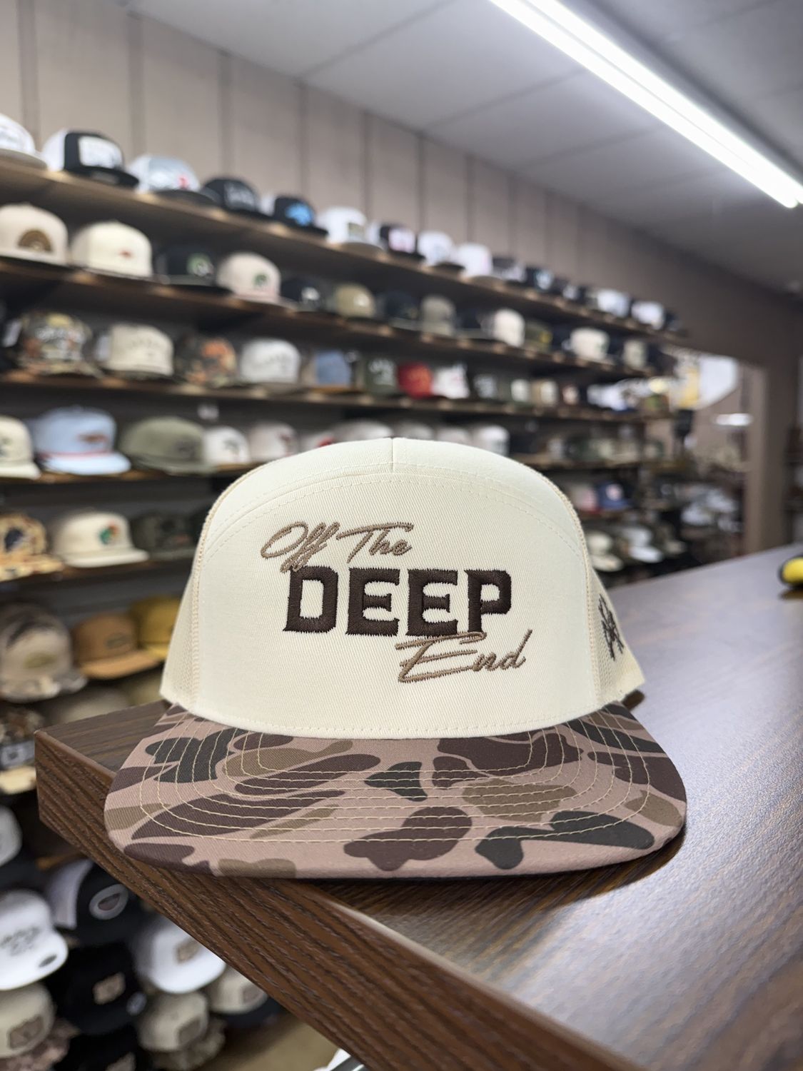 Of The Deep End 7 Panel Hat - Natural/Duck Camo