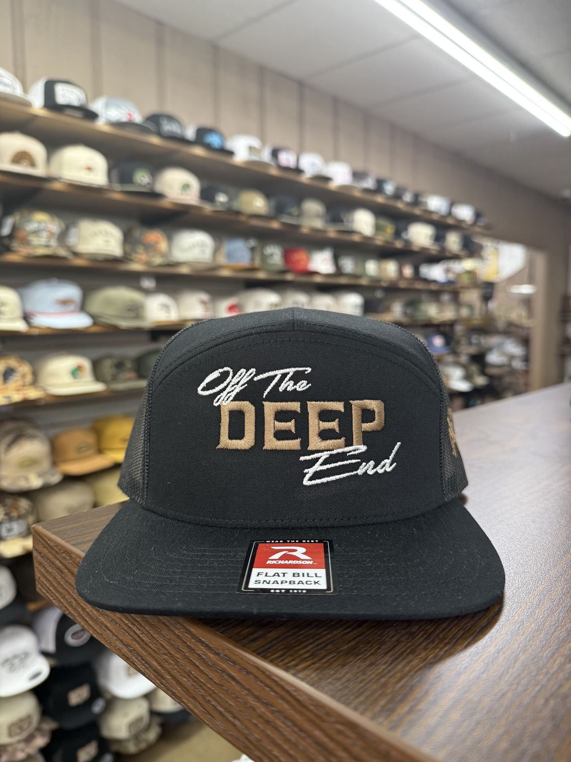 Off The Deep End 7 Panel Hat - Black