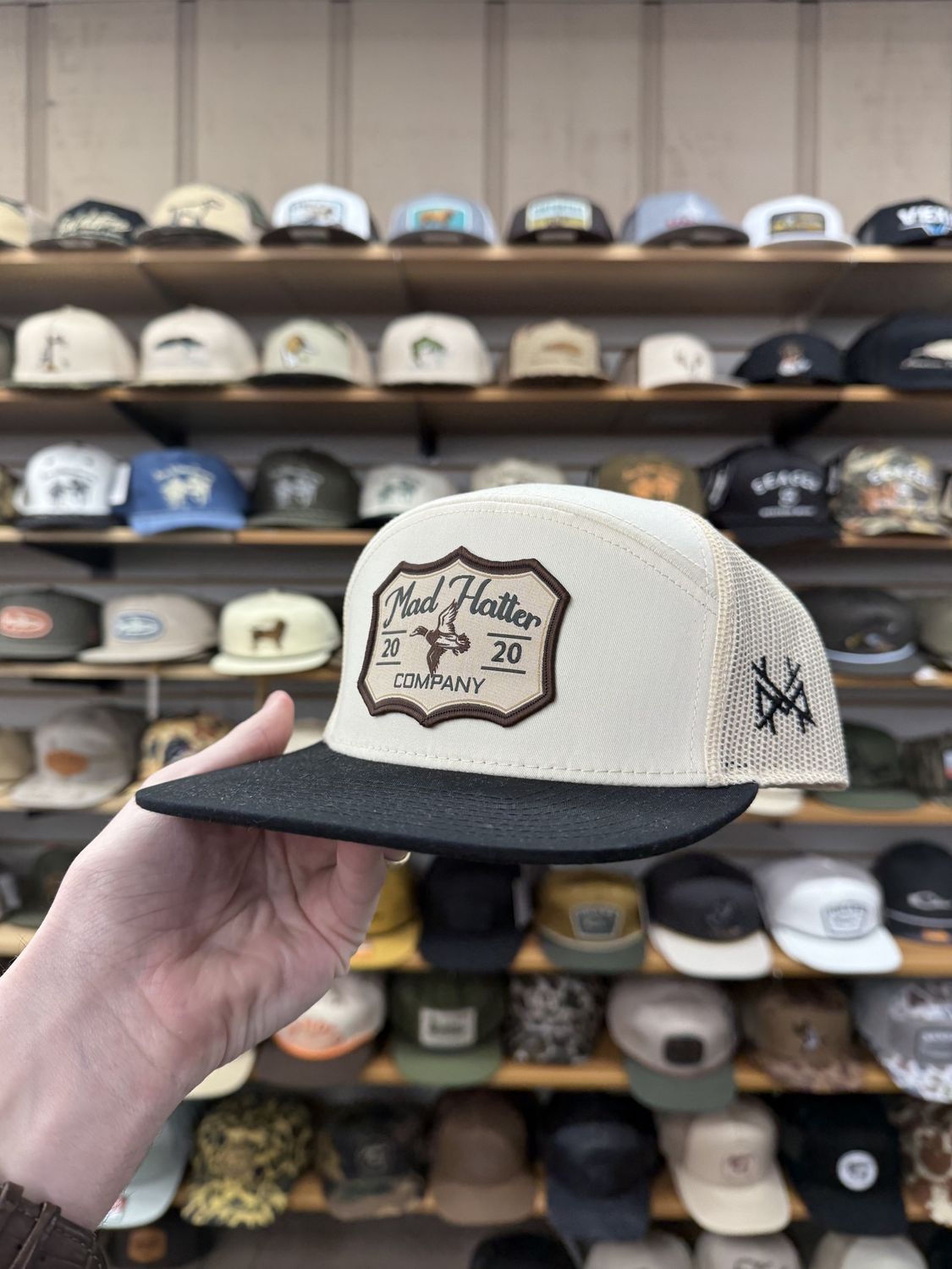 Green Head 7 Panel Hat - Black/Natural