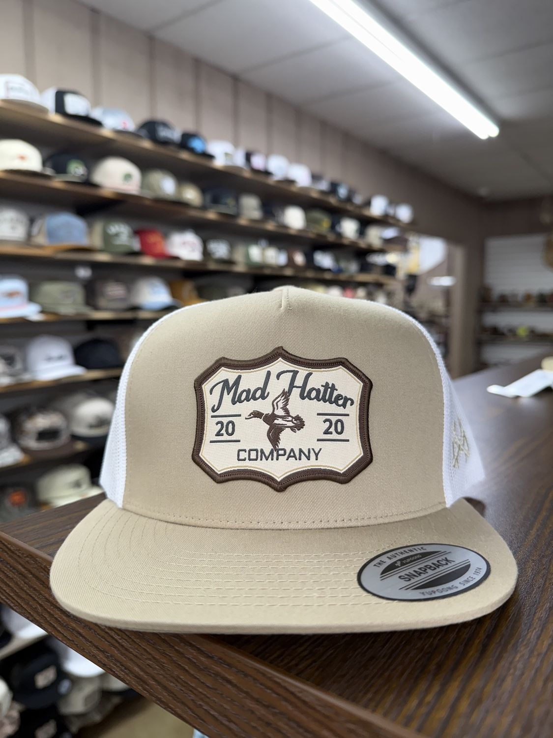 Green Head Trucker Hat - Khaki/White