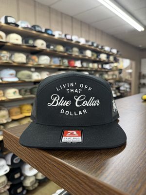 Blue Collar Dollar 7 Panel Hat - Black