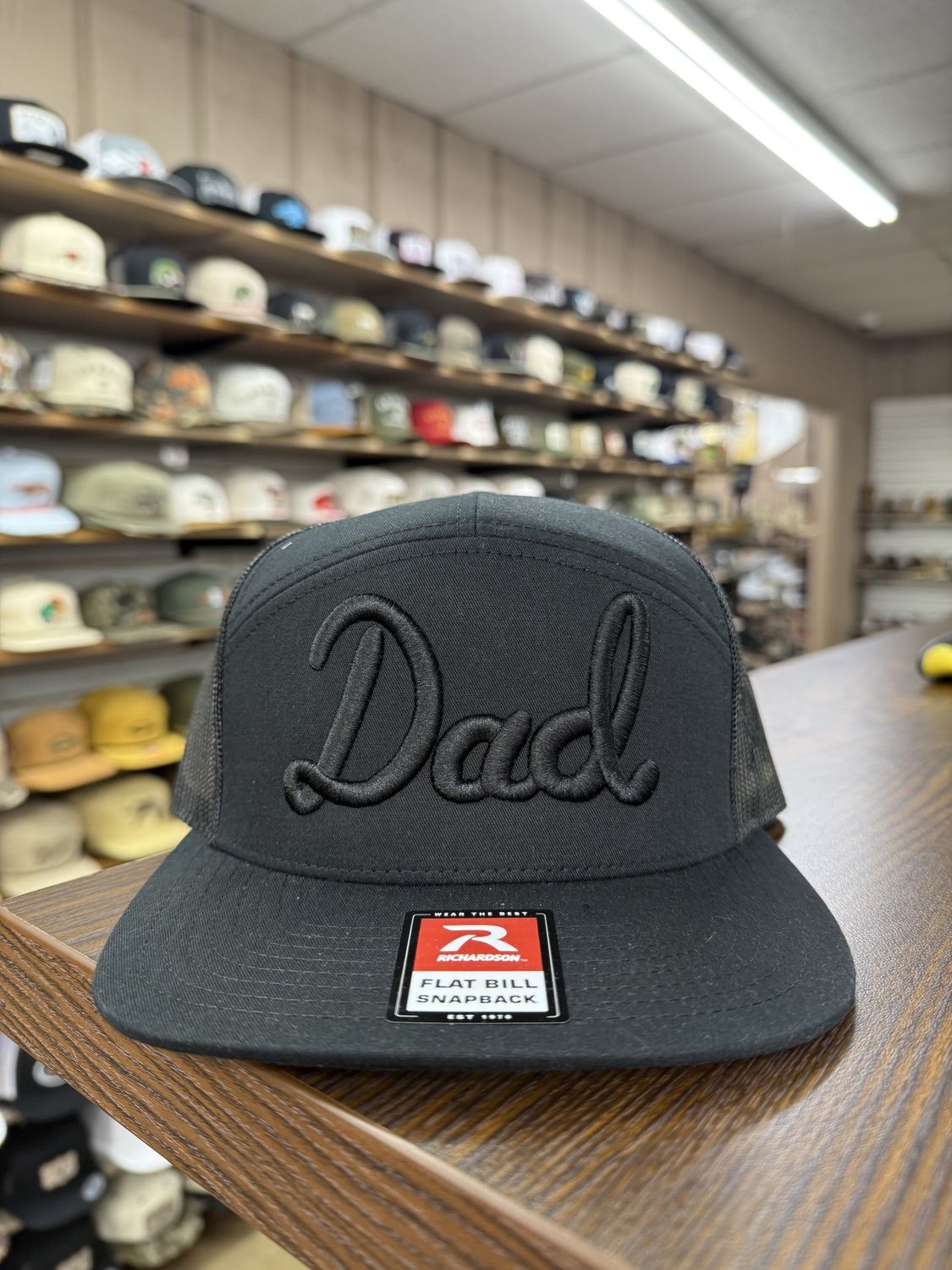 Dad 7 Panel Hat - Black