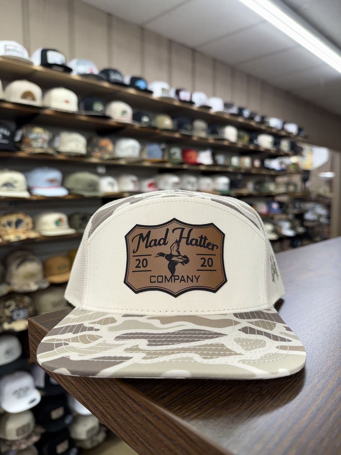 Duck Leather Patch 7 Panel Hat - Desert Camo
