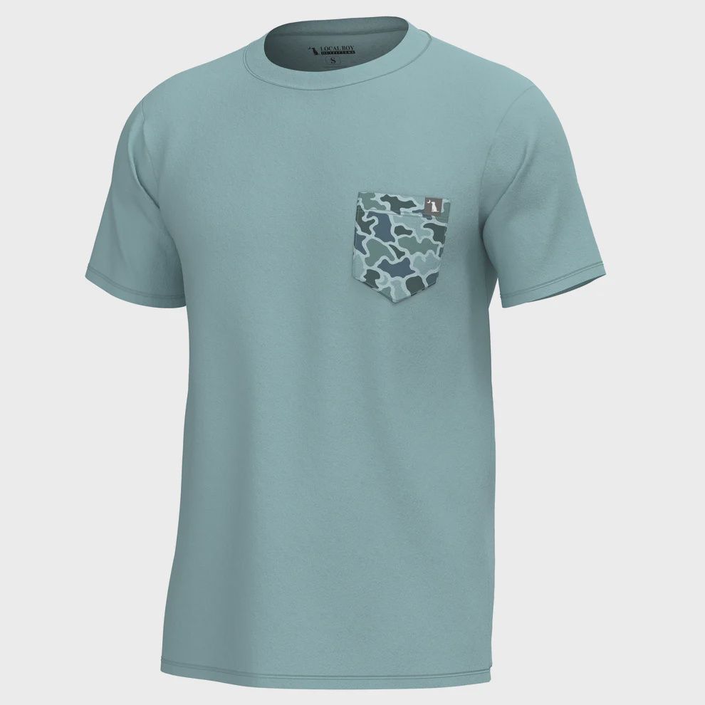 Youth Short Sleeve Heather Blend Crew - Dark Mint/Blue Dog &amp; Moon Camo