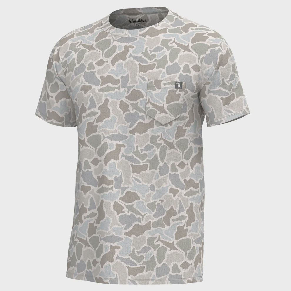 Youth Short Sleeve Heather Blend Crew  - Saltwater Camo