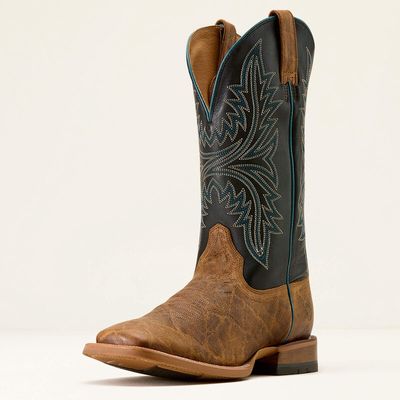 Cowhand Wide Square Toe Cowboy Boot - Smoked Tan