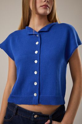 Eva Sleeveless Drop Shoulder Thin Sweater - Blue