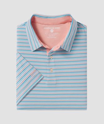 Grant Stripe Polo - Island Coral